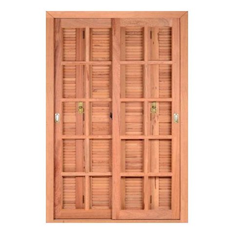 Porta Balcão de Madeira Vitro de Correr Veneziana Pantográfica Eucalipto Esel - 2.16AX1.60L
