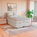 Ver imagem 3 de Cama Box Baú Casal Bipartido + Colchão Paris Molas Branco Couro Branco/branco