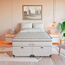 Ver imagem 4 de Cama Box Baú Casal Bipartido + Colchão Paris Molas Branco Couro Branco/branco