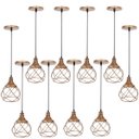 Ver imagem 1 de 10 Pendentes Aramado Esfera Balonê Cobre Rose Gold Lustre Luminária Teto Regulável Sala Cozinha Agp