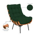 Ver imagem 4 de Poltrona e Puff Costela Base Metálica Fixa no Bouclê - Vallisa Decor:verde