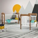 Ver imagem 3 de Berço Americano Lila e Guarda Roupa Infantil New Selena 3 Portas Branco Acetinado Amadeirado –
