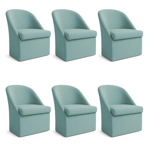 Kit 6 Poltronas Decorativas Malli Boucle - Pallazio Cor:Azul Turquesa