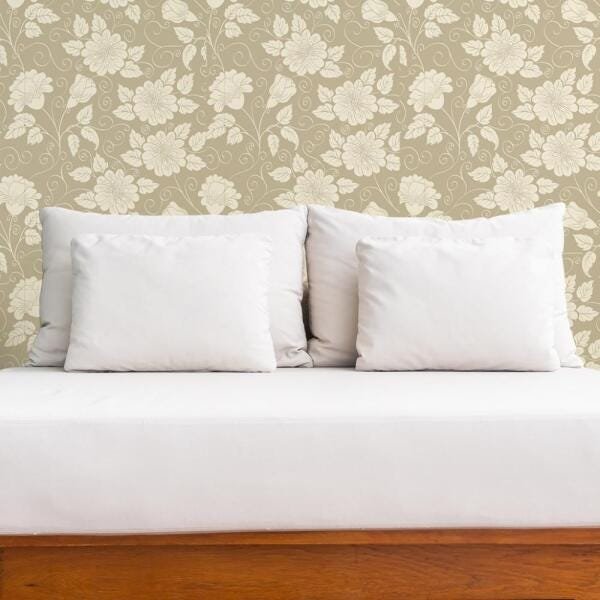 Papel de Parede Adesivo Floral Vintage - 45x250 cm - 2