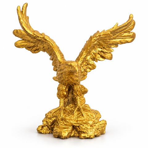 Escultura Decorativa Águia Asas Abertas em Resina para Mesa Estante Sala Escritório:Dourada