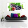 Quadro Decorativo Frutas Uva Cozinha Gourmet Interiores Mosaico 5 Peças Com Moldura - 1