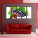 Ver imagem 2 de Quadro Decorativo Frutas Uva Cozinha Gourmet Interiores Mosaico 5 Peças Com Moldura