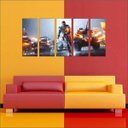 Ver imagem 5 de Quadro Decorativo Battlefield Games Jogos Quartos Salas Interiores Mosaico 5 Peças Com Moldura