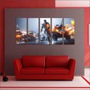 Ver imagem 2 de Quadro Decorativo Battlefield Games Jogos Quartos Salas Interiores Mosaico 5 Peças Com Moldura
