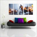 Ver imagem 3 de Quadro Decorativo Battlefield Games Jogos Quartos Salas Interiores Mosaico 5 Peças Com Moldura