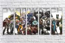 Ver imagem 5 de Quadro Decorativo Overwatch Games Jogos Quartos Salas Interiores Mosaico 5 Peças Com Moldura