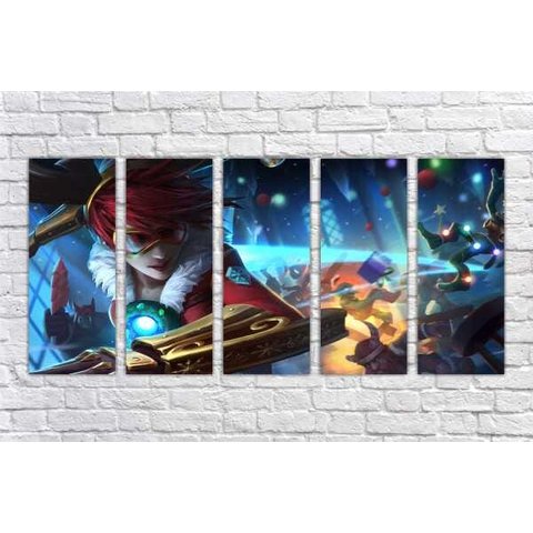 Quadro Decorativo Overwatch Games Jogos Quartos Salas Interiores Mosaico 5 Peças Com Moldura