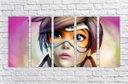 Ver imagem 1 de Quadro Decorativo Overwatch Games Jogos Quartos Salas Interiores Mosaico 5 Peças Com Moldura