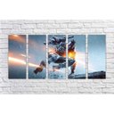 Ver imagem 3 de Quadro Decorativo Battlefield Games Jogos Quartos Salas Interiores Mosaico 5 Peças Com Moldura