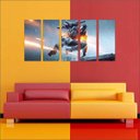 Ver imagem 5 de Quadro Decorativo Battlefield Games Jogos Quartos Salas Interiores Mosaico 5 Peças Com Moldura