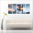Ver imagem 4 de Quadro Decorativo Battlefield Games Jogos Quartos Salas Interiores Mosaico 5 Peças Com Moldura