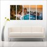 Quadro Decorativo Natureza Paisagem Praia Mar Pedras Sol Interiores Mosaico 5 Peças Com Moldura - 4