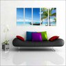 Quadro Decorativo Natureza Paisagem Praia Mar Barco Sol Interiores Mosaico 5 Peças Com Moldura - 1