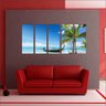 Quadro Decorativo Natureza Paisagem Praia Mar Barco Sol Interiores Mosaico 5 Peças Com Moldura - 4