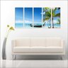 Quadro Decorativo Natureza Paisagem Praia Mar Barco Sol Interiores Mosaico 5 Peças Com Moldura - 3