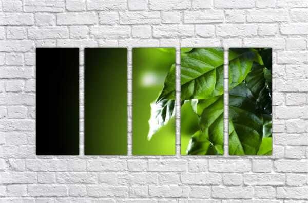 Quadro Decorativo Natureza Paisagem Árvores Folhas Salas Interiores Mosaico 5 Peças Com Moldura - 2