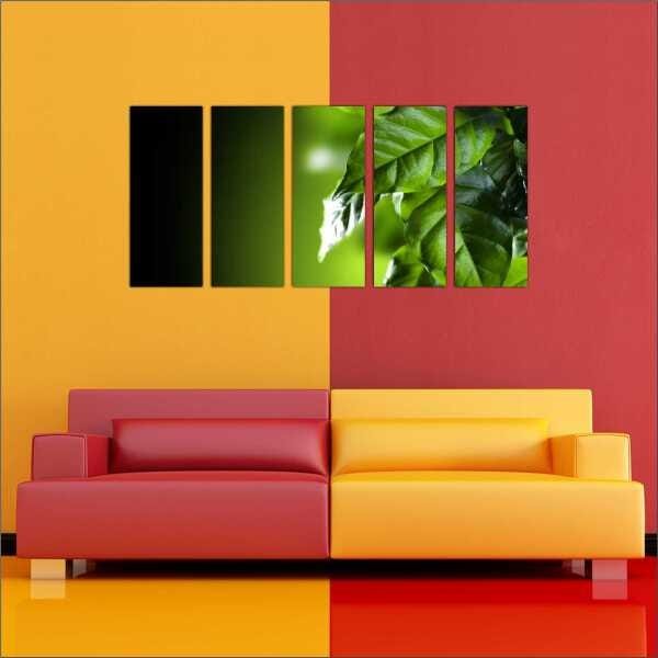 Quadro Decorativo Natureza Paisagem Árvores Folhas Salas Interiores Mosaico 5 Peças Com Moldura - 3