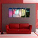 Ver imagem 2 de Quadro Decorativo Natureza Paisagem Cachoeira Rio Interiores Mosaico 5 Peças Com Moldura
