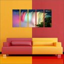 Ver imagem 4 de Quadro Decorativo Natureza Paisagem Cachoeira Rio Interiores Mosaico 5 Peças Com Moldura