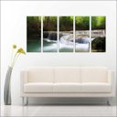 Ver imagem 5 de Quadro Decorativo Natureza Paisagem Cachoeira Rio Interiores Mosaico 5 Peças Com Moldura