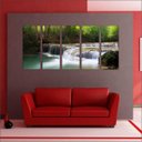 Ver imagem 4 de Quadro Decorativo Natureza Paisagem Cachoeira Rio Interiores Mosaico 5 Peças Com Moldura
