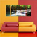 Ver imagem 2 de Quadro Decorativo Natureza Paisagem Cachoeira Rio Interiores Mosaico 5 Peças Com Moldura