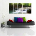 Ver imagem 1 de Quadro Decorativo Natureza Paisagem Cachoeira Rio Interiores Mosaico 5 Peças Com Moldura
