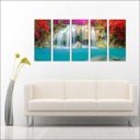 Ver imagem 3 de Quadro Decorativo Natureza Paisagem Cachoeira Rio Interiores Mosaico 5 Peças Com Moldura