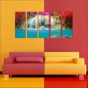 Ver imagem 5 de Quadro Decorativo Natureza Paisagem Cachoeira Rio Interiores Mosaico 5 Peças Com Moldura