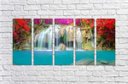 Ver imagem 2 de Quadro Decorativo Natureza Paisagem Cachoeira Rio Interiores Mosaico 5 Peças Com Moldura