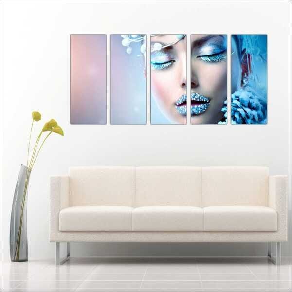 Quadro Decorativo Salão Beleza Maquiagem Loiros Ruivos Salas Mosaico 5 Peças Com Moldura - 3