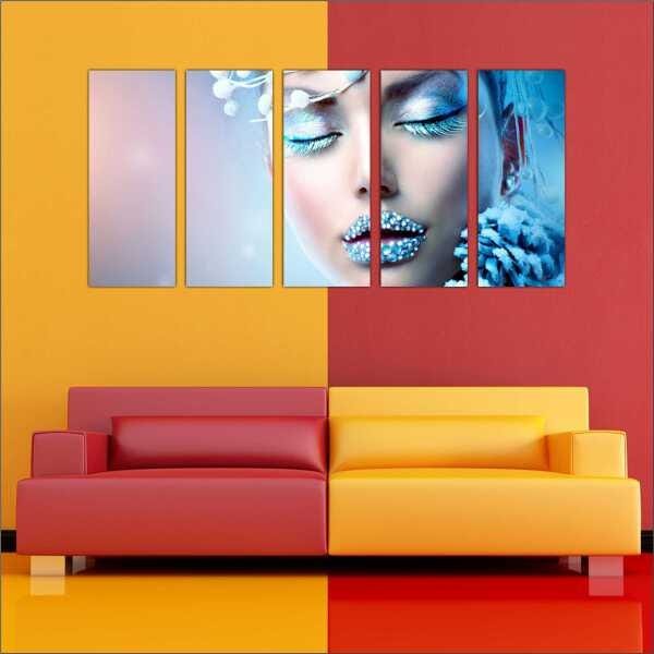 Quadro Decorativo Salão Beleza Maquiagem Loiros Ruivos Salas Mosaico 5 Peças Com Moldura - 4