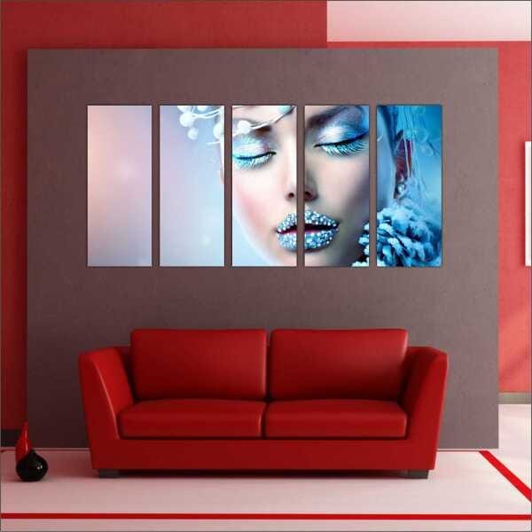 Quadro Decorativo Salão Beleza Maquiagem Loiros Ruivos Salas Mosaico 5 Peças Com Moldura - 2
