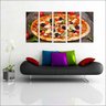 Quadro Decorativo Pizzarias Pizza Restaurantes Gourmet Interiores Mosaico 5 Peças Com Moldura - 1