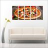 Quadro Decorativo Pizzarias Pizza Restaurantes Gourmet Interiores Mosaico 5 Peças Com Moldura - 3