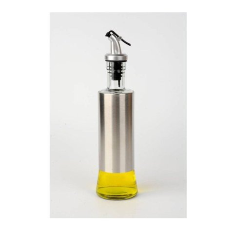 Galheteiro Azeite Vinagre 300ml Vidro Aço Inox Dosador Porta Azeite Resistente