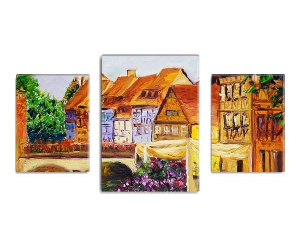 Trio de quadros decorativos Slim Ville Grande 130x60cm - 1