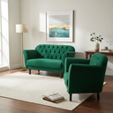 Ver imagem 2 de Kit Namoradeira + 1 Poltrona Decorativa Dália Bouclé Verde