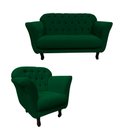 Ver imagem 3 de Kit Namoradeira + 1 Poltrona Decorativa Dália Bouclé Verde