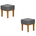 Ver imagem 7 de Kit 2 Puff Decorativo Quarto Sala de Estar Madeira - Linho Chumbo