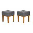 Ver imagem 1 de Kit 2 Puff Decorativo Quarto Sala de Estar Madeira - Linho Chumbo