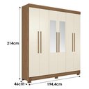 Ver imagem 6 de Guarda Roupa Casal com Cômoda Toledo 6 Portas de Bater 2 Gavetas MDP Jatobá Areia Acetinado Santos