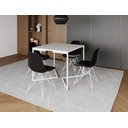 Ver imagem 1 de Mesa Industrial Base Ferro Branco em V Tampo 90x90 Branco 4 Cadeiras Eames Ferro Assento Preto