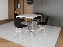Ver imagem 1 de Mesa Industrial Base Ferro Branco em V Tampo 90x90 Branco 4 Cadeiras Eames Ferro Assento Preto