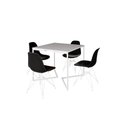 Ver imagem 2 de Mesa Industrial Base Ferro Branco em V Tampo 90x90 Branco 4 Cadeiras Eames Ferro Assento Preto